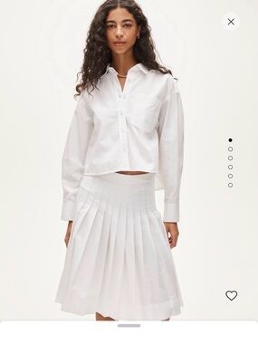 J. Crew White Cotton Button-Front Cropped Shirt